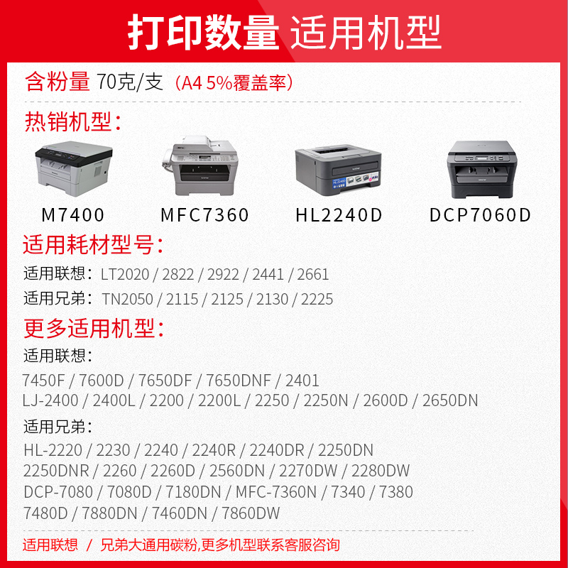 天威适用联想LT2451碳粉LJ2405D LJ2455D LJ2605D Lenovo LJ2655DN M7605D复印机粉墨碳粉7400PRO打印机墨粉-图1