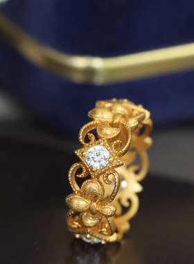 925纯银鸢尾花戒指拉丝工艺