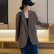 High end coffee colored small suit jacket for women's spring and autumn wear, new chic small stature temperament casual suit