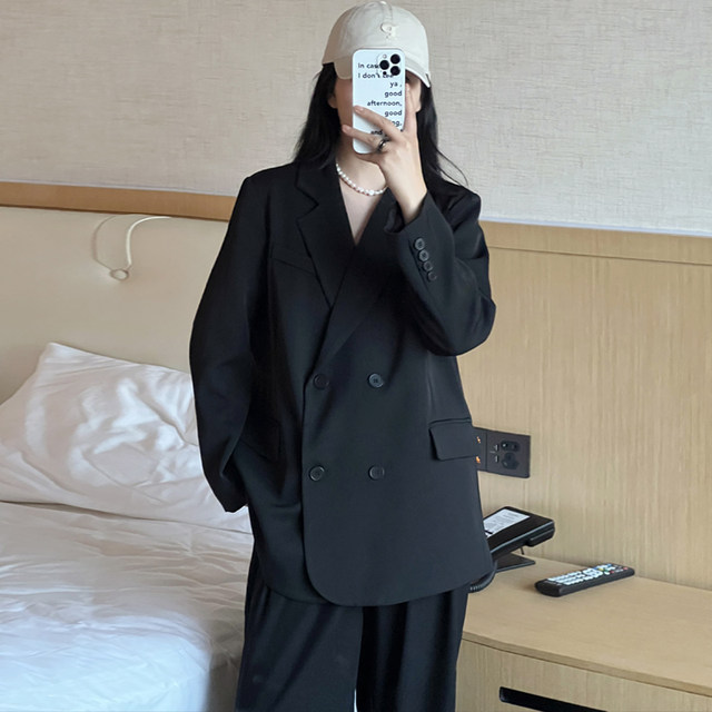Zhiche Clothing Black Loose Casual Jacket ສໍາລັບແມ່ຍິງ