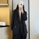 Zhiche Clothing Black Loose Casual Jacket ສໍາລັບແມ່ຍິງ