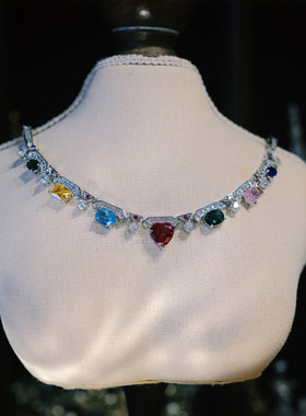 魔猫昭昭蛇头项链宴会礼服性感晚装微镶满钻红蓝宝裸石元素高级感