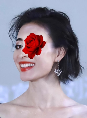 S925纯银法式高级感水滴梨形皇冠复古祖母绿色耳环新娘礼服耳饰女