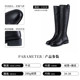 New velvet warm mid-heeled black cowhide boots