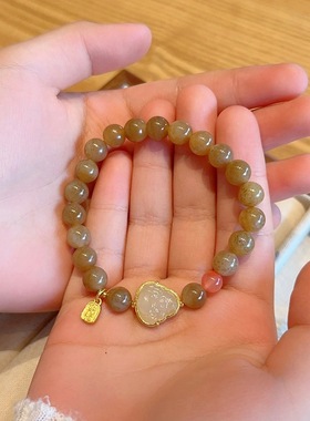 天然黄糖和田玉弥勒佛公手链