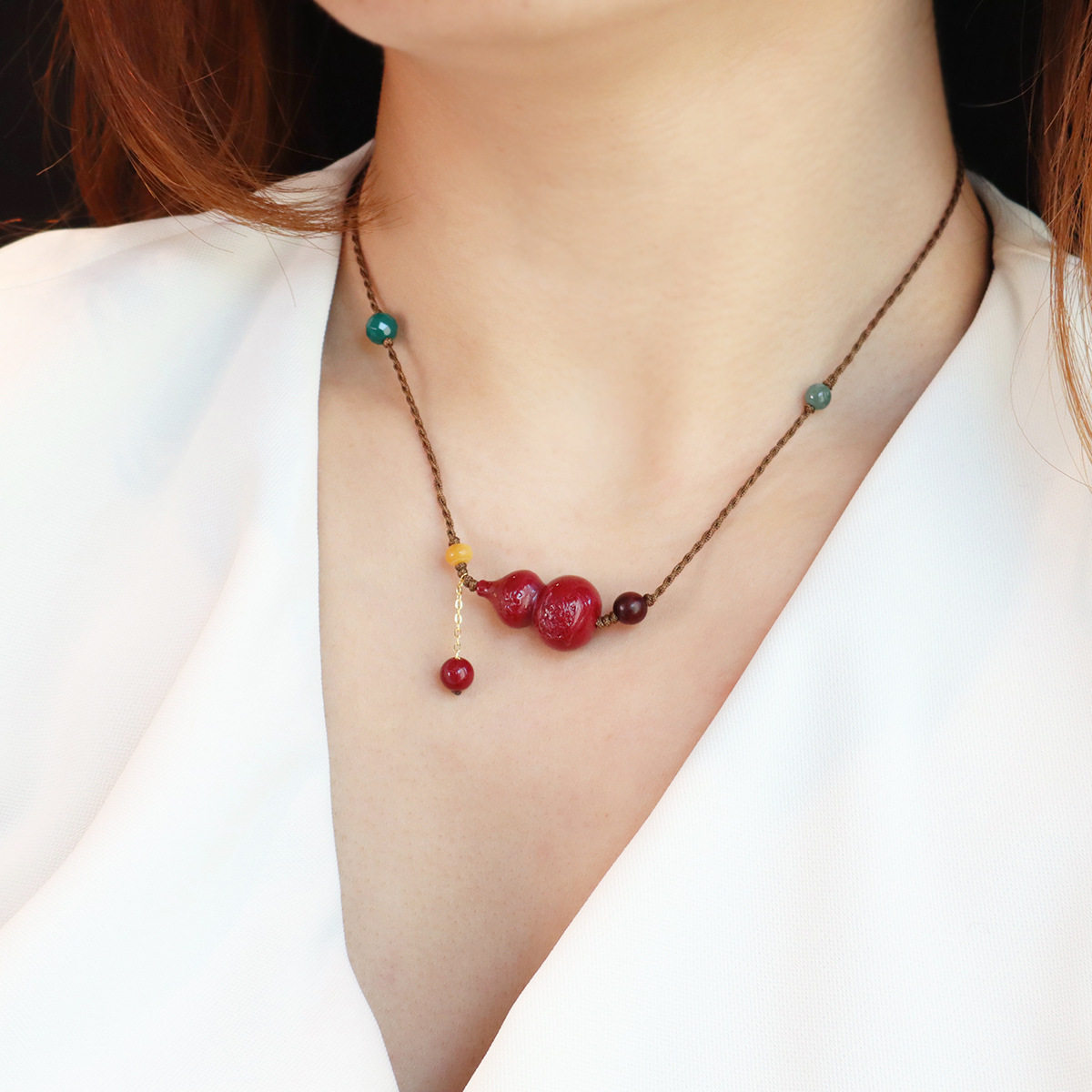 轻奢原矿高含量朱砂吊坠毛衣链紫金砂转运珠葫芦抽拉绳本命年项链,淘宝优惠券,粉丝福利购,淘宝优惠卷