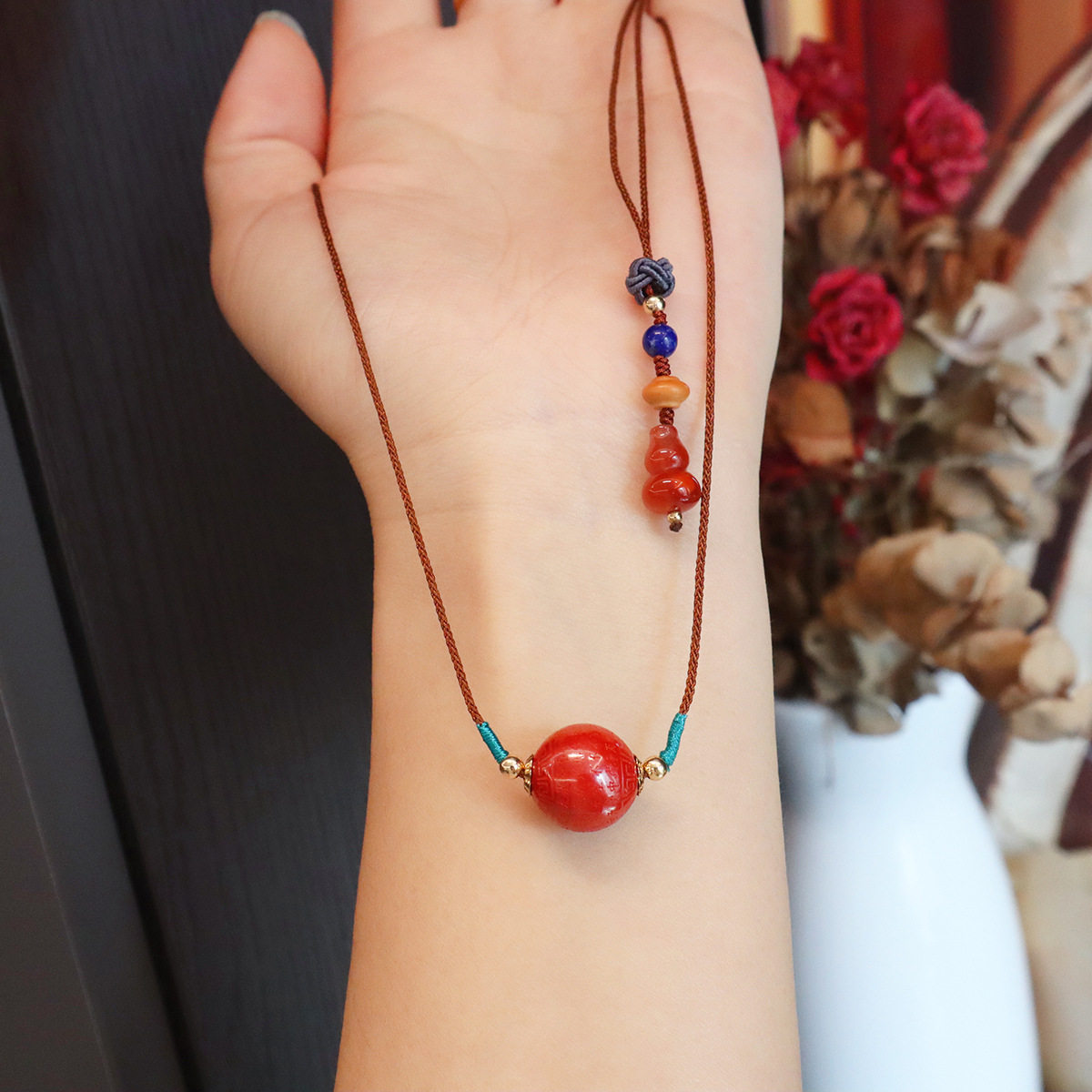 轻奢原矿高含量朱砂吊坠毛衣链紫金砂转运珠葫芦抽拉绳本命年项链,淘宝优惠券,粉丝福利购,淘宝优惠卷