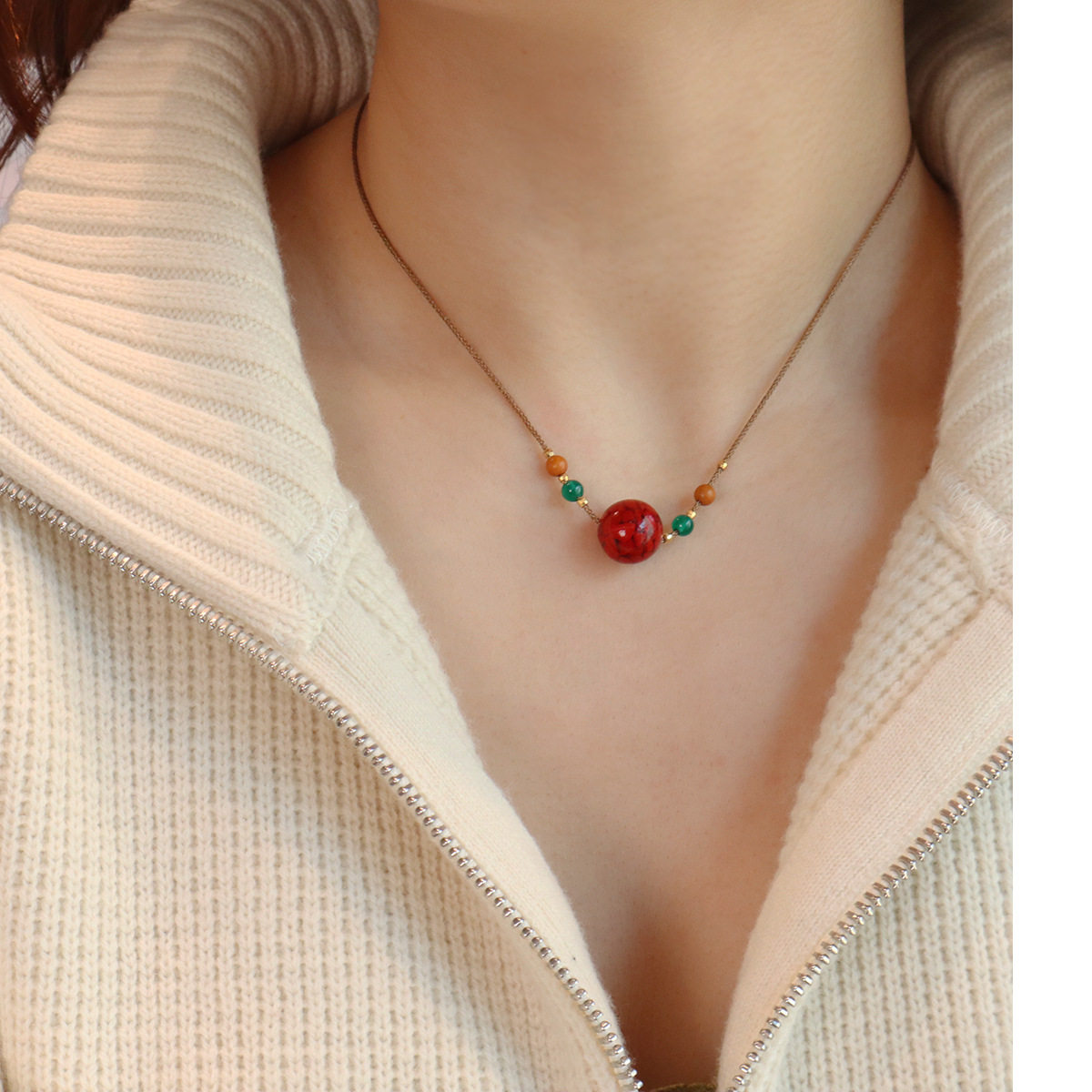 轻奢原矿高含量朱砂吊坠毛衣链紫金砂转运珠葫芦抽拉绳本命年项链,淘宝优惠券,粉丝福利购,淘宝优惠卷