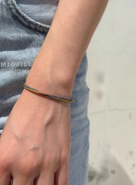 限量原创甜美梦幻浅混彩色编织双层925银扣手绳 少女心好朋友礼物