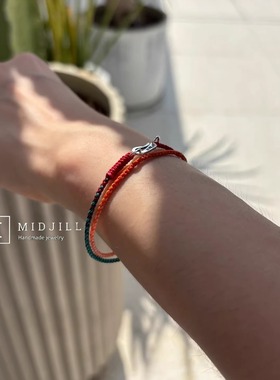 日系阳光活力正能量暖色系925银扣编织双层手绳中性 限量叠戴单品