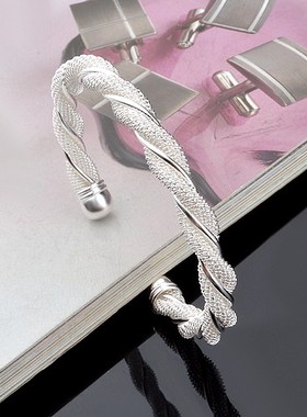 925开口时尚风纯银礼物手环