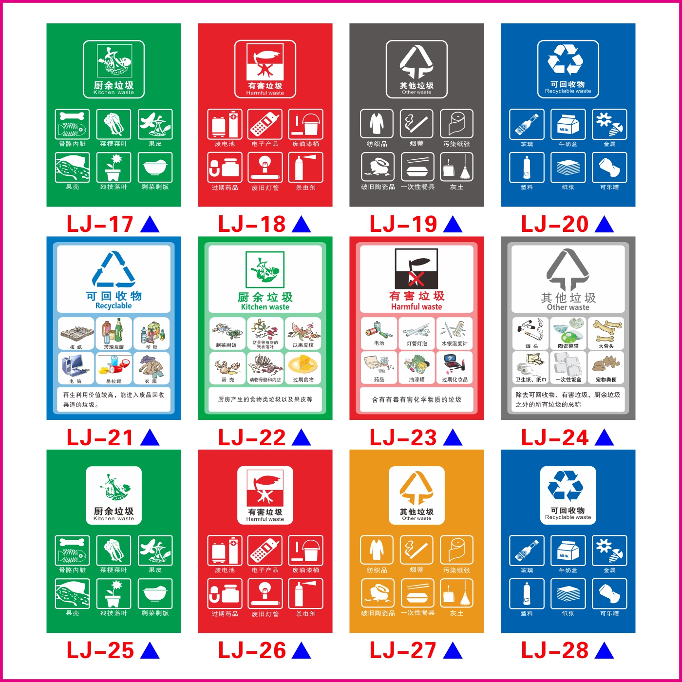 上海北京成都杭州垃圾分类标识贴纸不可回收厨余干湿有害其他垃圾 - 图1