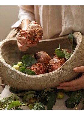 果盘复古摆件实木装饰品
