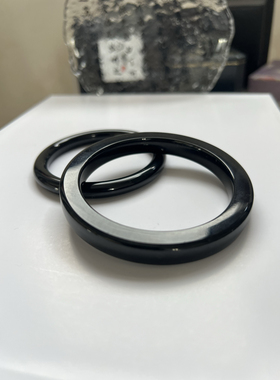 千寻珠宝缅甸纯天然A货翡翠墨翠手镯男士方镯情侣手镯