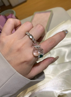 天然A货缅甸水沫玉戒指女款冰种起荧光排戒戒指女新中式