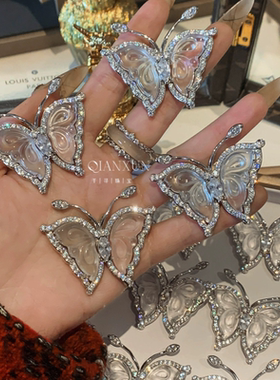 千金风甜美气质清冷玻璃种纯银镶嵌水沫玉蝴蝶吊坠