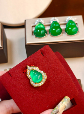 新中式天然绿玉髓阳绿葫芦吊坠女轻奢高级感s925银葫芦