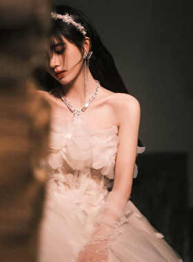 抹胸晚礼服裙女宴会气质2025春季新款名媛生日优雅年会主持