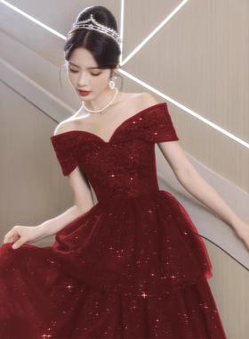 敬酒服新娘2025新款春季女高端红色订婚晚礼服裙轻奢小众大气