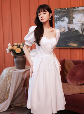 晚礼服女2025新款春平时可穿洋装名媛轻奢小众白色订婚领证