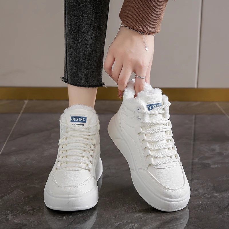 高帮运动棉鞋女2025新款冬季加绒加厚学生板鞋厚底百搭休闲小白鞋,淘宝优惠券,粉丝福利购,淘宝优惠卷