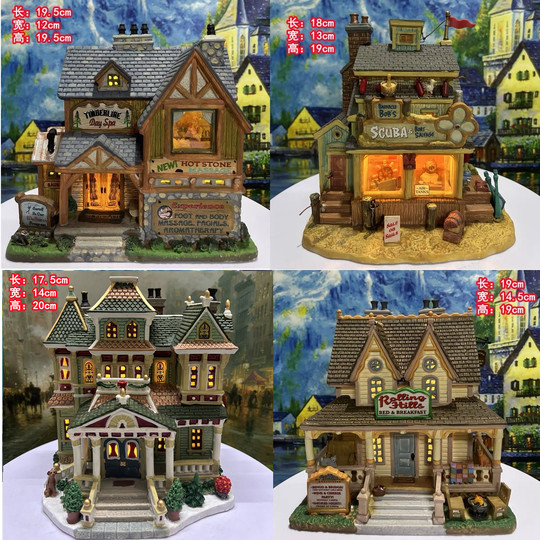 外贸出口lemax手绘陶瓷房子建筑物场景家居装饰品圣诞节摆件