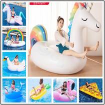 Beach Thickened Swimming Circle Adults Sit On Water Inflatable Floating Beds Floating nets Red unicorn Swim Circle Toys