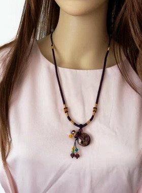 胎毛朱砂扩香玻璃吊坠毛衣链