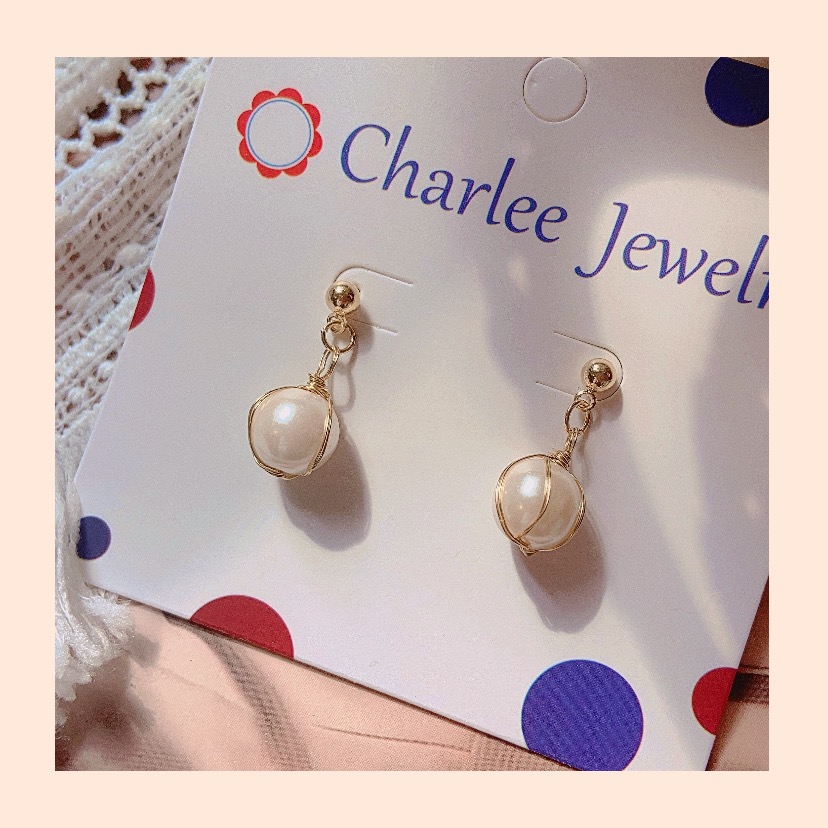 CharleeJewelry法式复古宫廷风珍珠质感吊坠925银针巴洛克耳环釘-图2