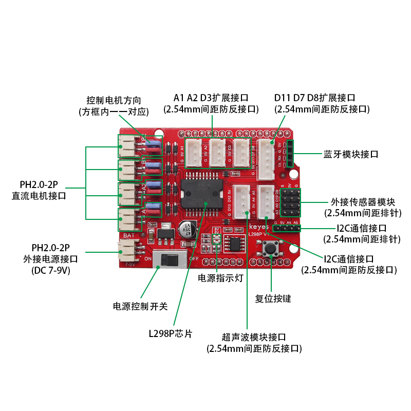 Keyes L298P Motor Shield直流电机驱动扩展板适用arduino智能车-图2