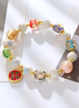 古法彩色金箔北京香灰琉璃手串