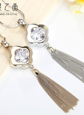 仲夏之晶长款流苏四叶草毛衣链女