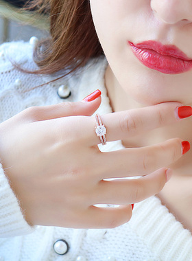 仲夏之晶微镶锆石双排时尚戒指女