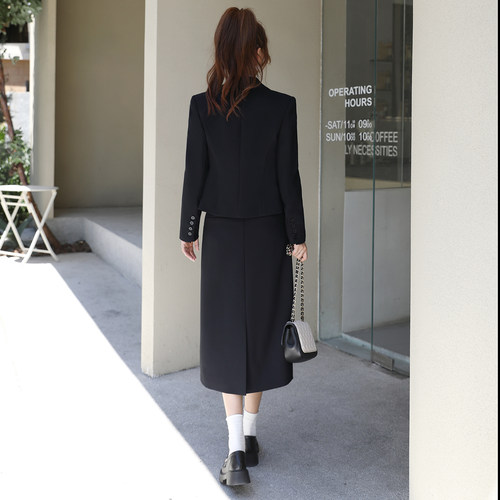 小个子短款高级感公务员面试黑色职业通勤正装西装套装女春秋长袖 - 图2