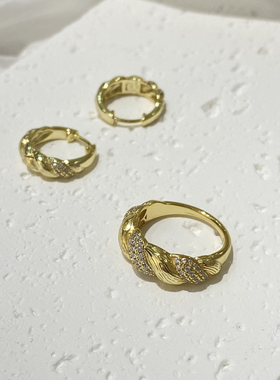 muer沐耳925银镀18K黄戒指