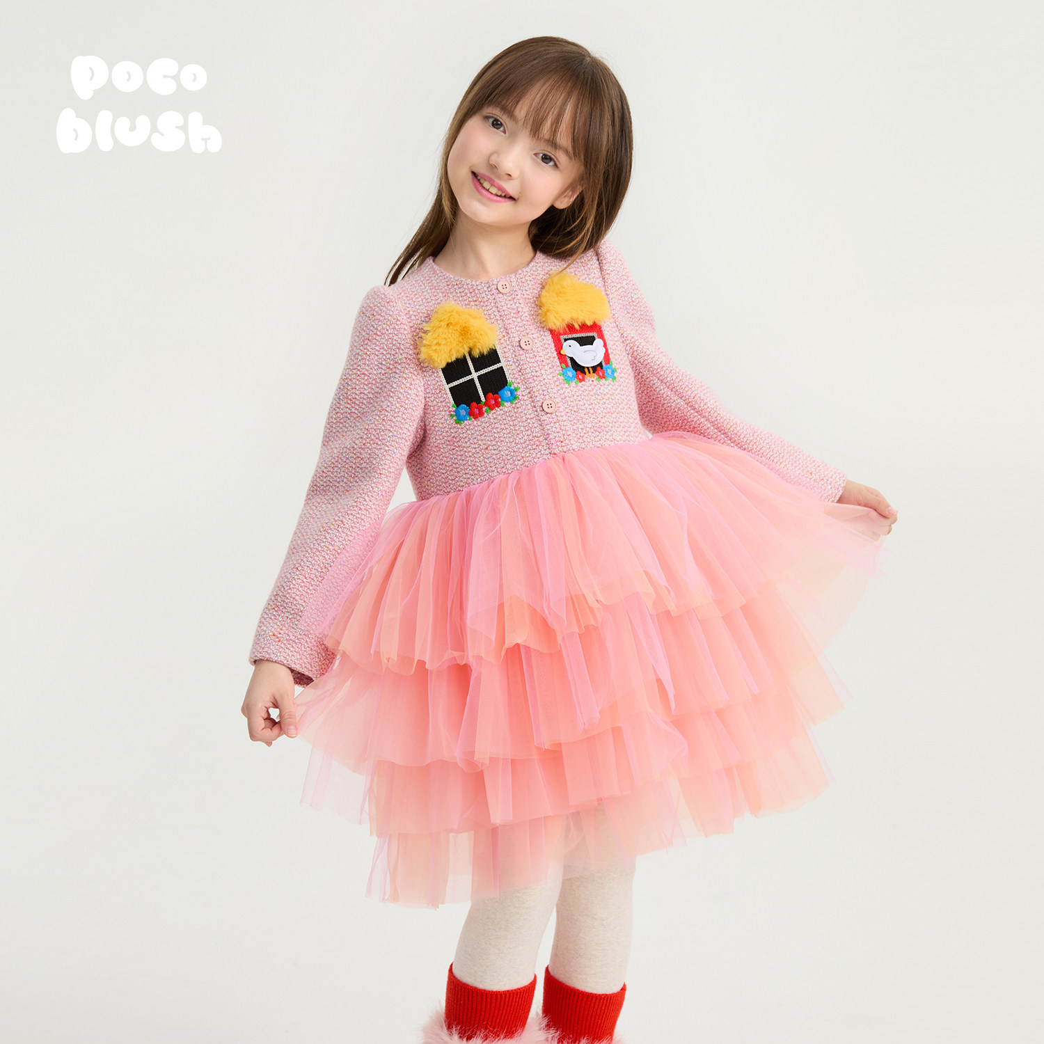 pocoblush【窗台上的音乐会】小香风网纱外套裙女童秋冬公主礼服,淘宝优惠券,粉丝福利购,淘宝优惠卷