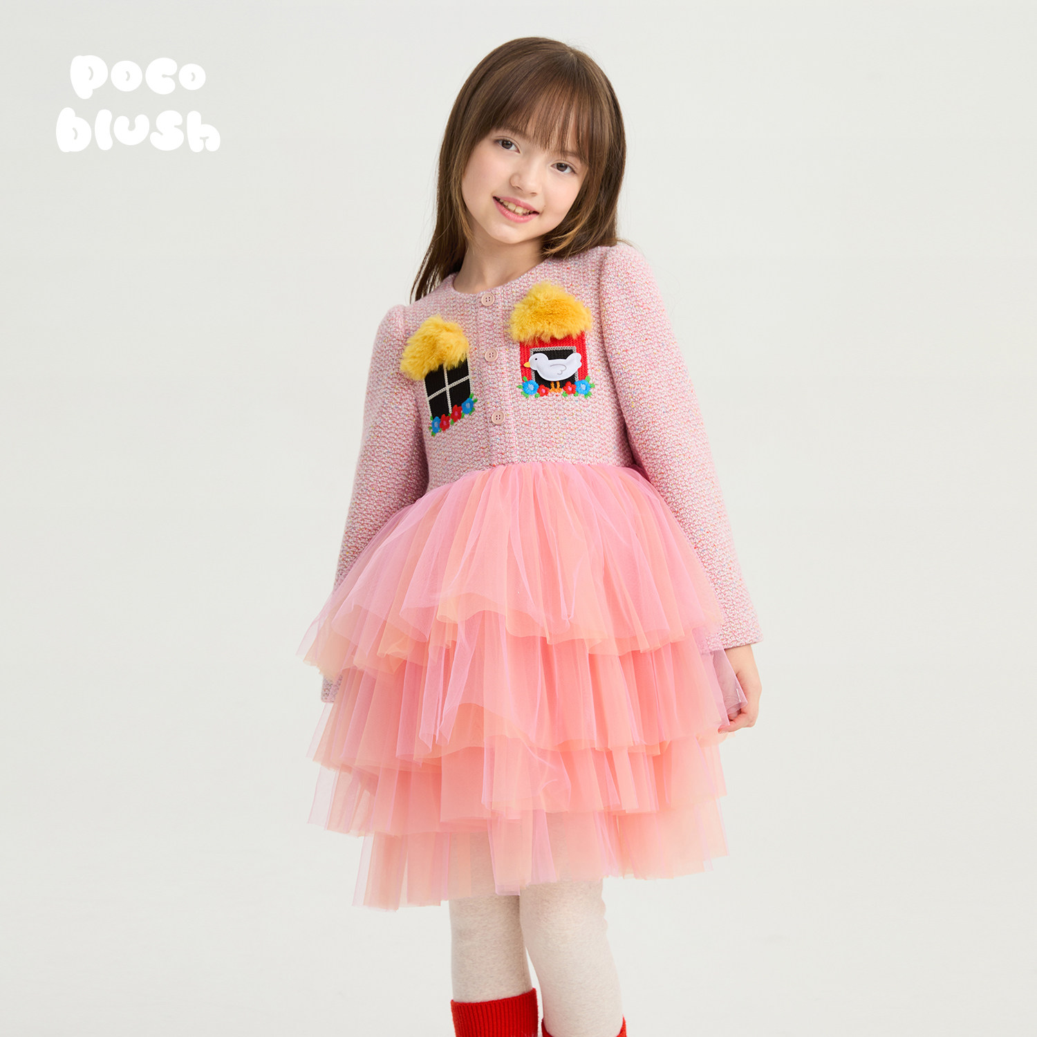 pocoblush【窗台上的音乐会】小香风网纱外套裙女童秋冬公主礼服,淘宝优惠券,粉丝福利购,淘宝优惠卷