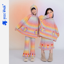 poocoblush original butterfly flying color movie woolen weave suit 2023 new autumn and winter warm girl section dyeing sweaters