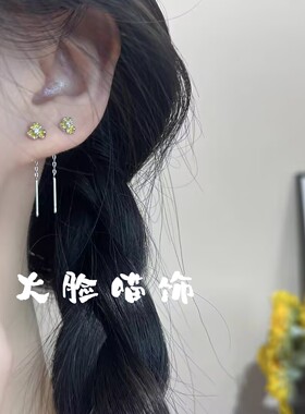 黄色鸢尾花耳线2026新款轻奢精致耳环s925银针养耳洞百搭耳钉耳饰