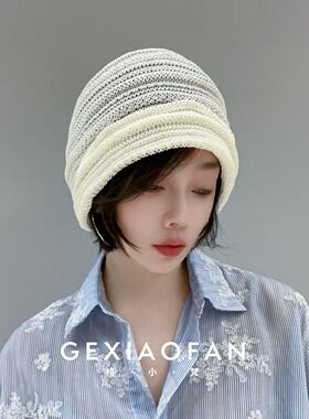 格小梵·正品春夏新款女个性时尚休闲和纸纹理可卷边堆堆帽