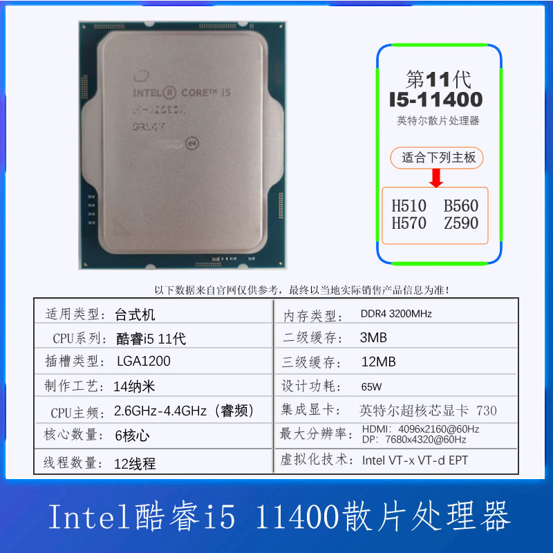 Intel/英特尔I5 11400F I7 11700 I9 11900K 电脑台式机CPU 1200 - 图0