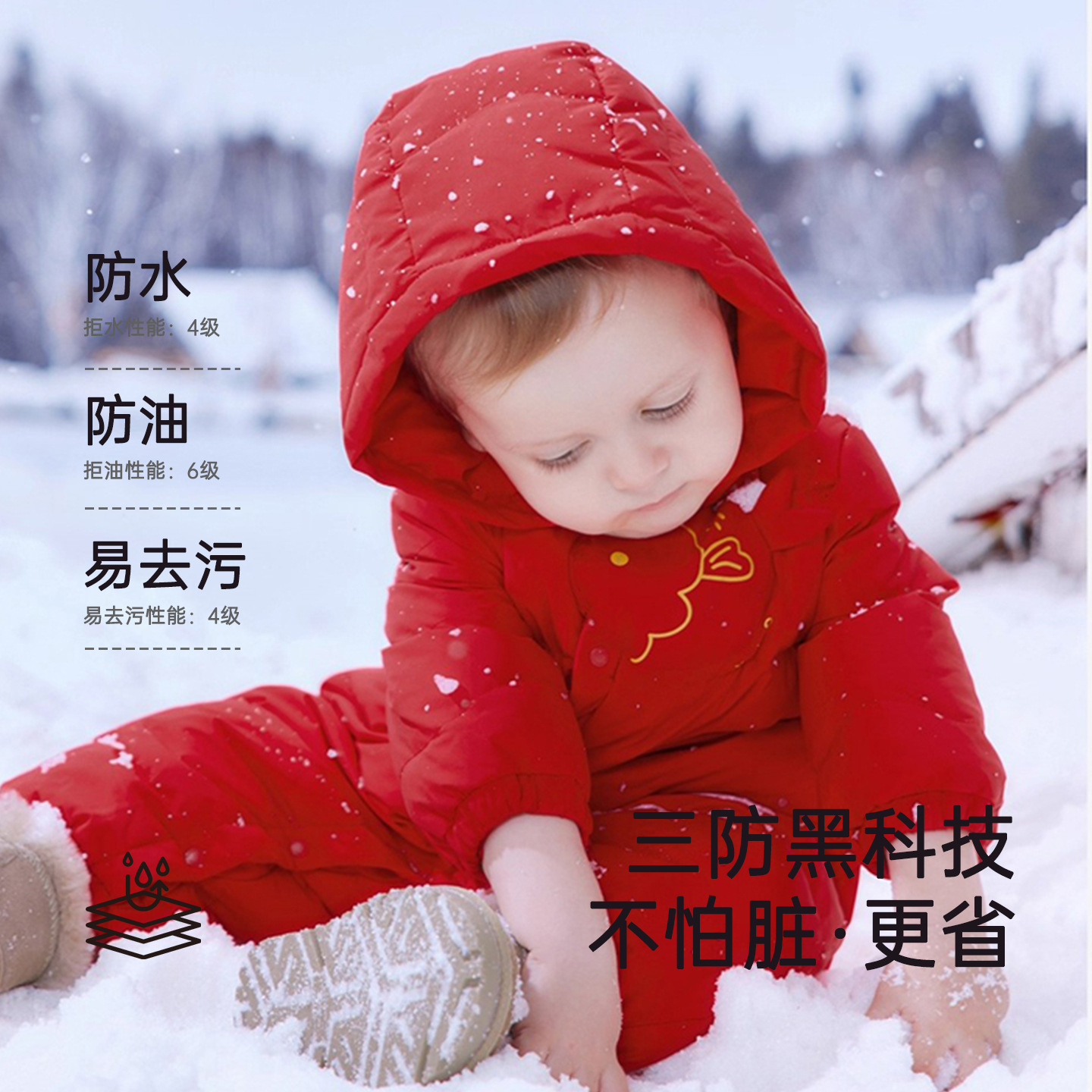 婴儿羽绒服连体衣儿童冬装保暖防风抱衣白鸭绒男女宝宝外出服爬服 - 图0