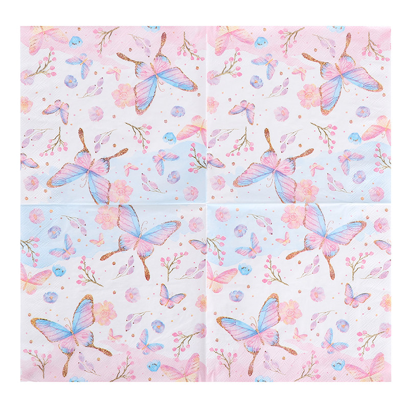 Runlux印花纸巾 彩色餐巾纸 个性派对纯木浆用纸 蝴蝶50张3层,淘宝优惠券,粉丝福利购,淘宝优惠卷