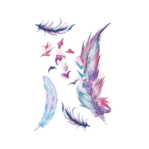 她画羽毛锁骨古风纹身贴女生性感图案遮疤痕防水女持久肚脐眼肚子 - 图3