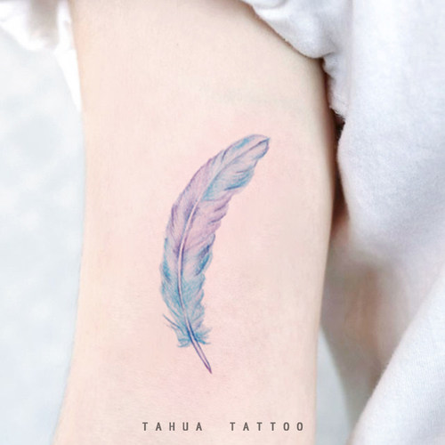 她画羽毛锁骨古风纹身贴女生性感图案遮疤痕防水女持久肚脐眼肚子 - 图2