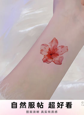 她画 樱花纹身贴 国风水墨脸贴花朵手腕彩色防水女持久锁骨小图案