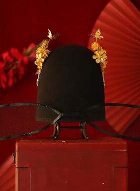 明制男士金花官花帽汉服新郎官结婚乌纱帽状元郎簪花探花郎进士帽