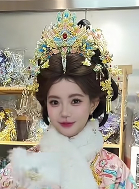 尹霞明制汉服新娘凤冠发饰套装