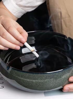 大号烟灰缸创意个性陶瓷烟缸家用复古中式客厅轻奢办公室潮流烟缸