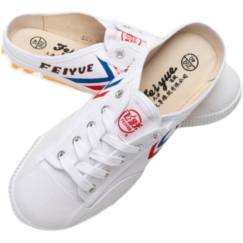飞跃帆布鞋女半拖夏季外穿透气一脚蹬复古经典休闲无后跟懒人鞋男,淘宝优惠券,粉丝福利购,淘宝优惠卷